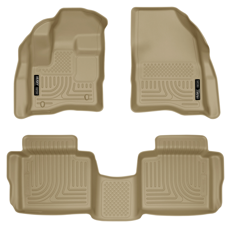 Ford Taurus Floor Liners - Front + Rear - Husky Liners - WeatherBeater Combo - Tan - `10-`13